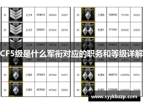 CF5级是什么军衔对应的职务和等级详解